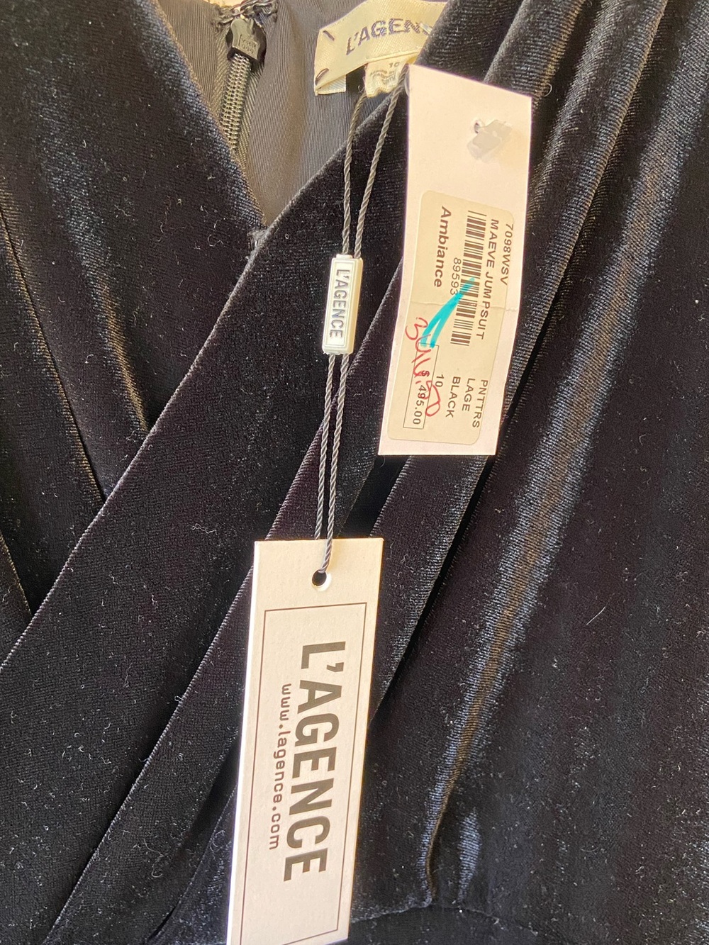 NWT L'Agence Maeve Black Velvet Strappy Jumpsuit Sz 10 - Picture 9 of 12